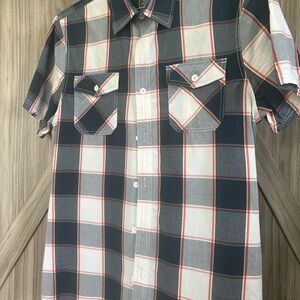 Men's Plaid Shirt - Black, White, and Red